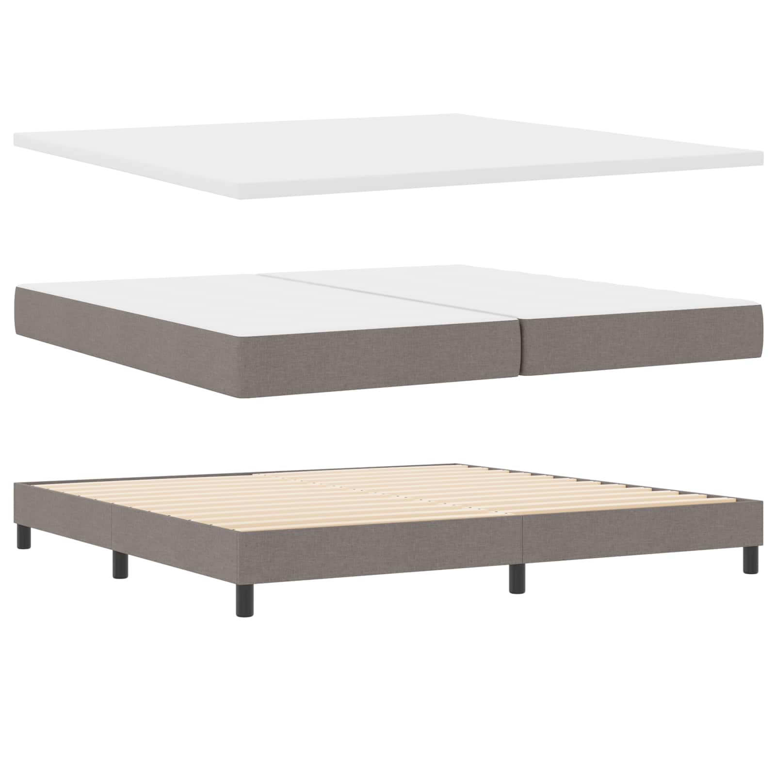 Boxspringbett mit Kopfteil Taupe 200 x 200 cm Stoff