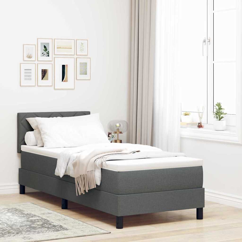 Boxspringbett mit Kopfteil Dunkelgrau 80 x 200 cm Stoff
