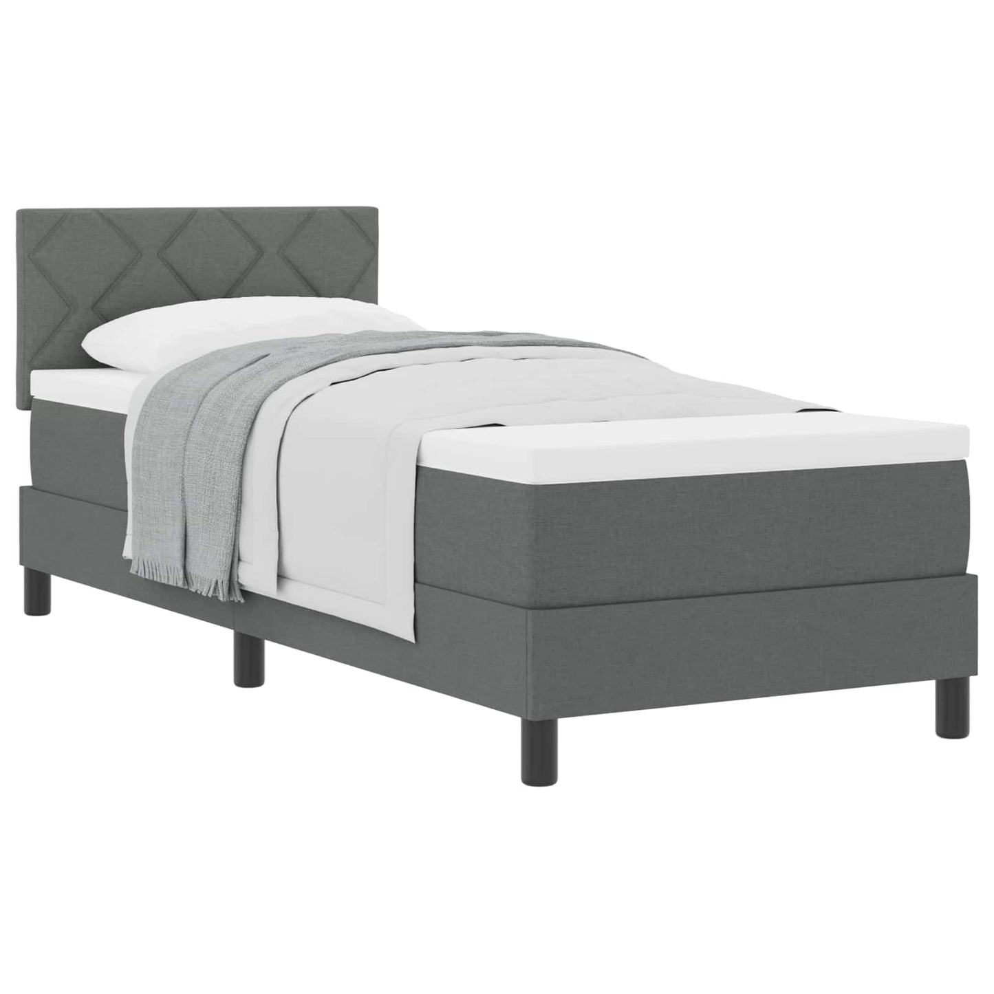 Boxspringbett mit Kopfteil Dunkelgrau 80 x 200 cm Stoff