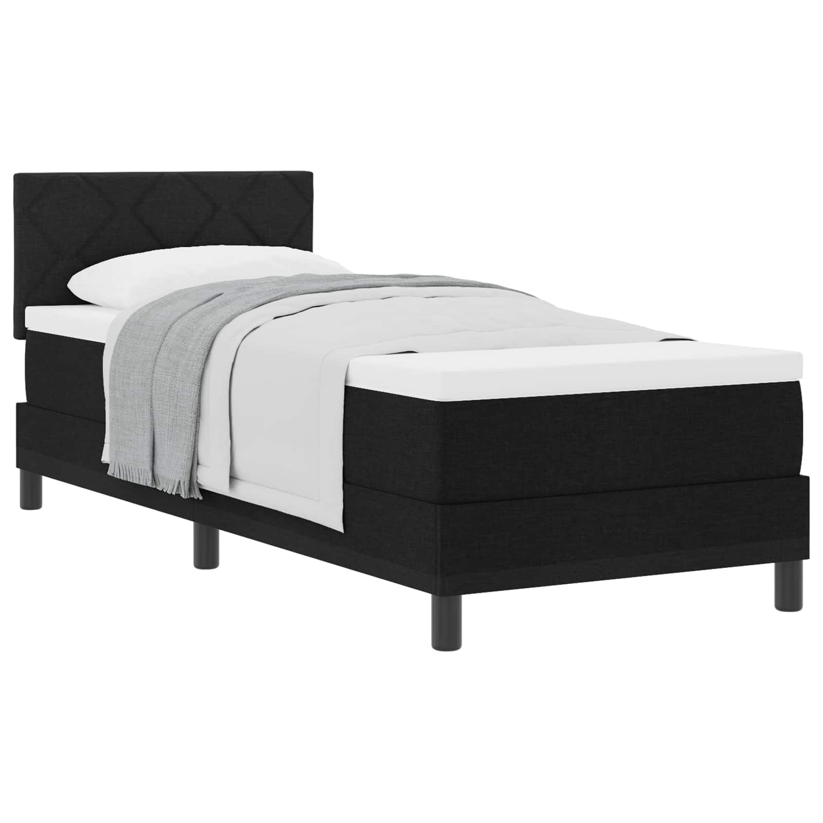 Boxspringbett mit Kopfteil Schwarz 80 x 200 cm Stoff