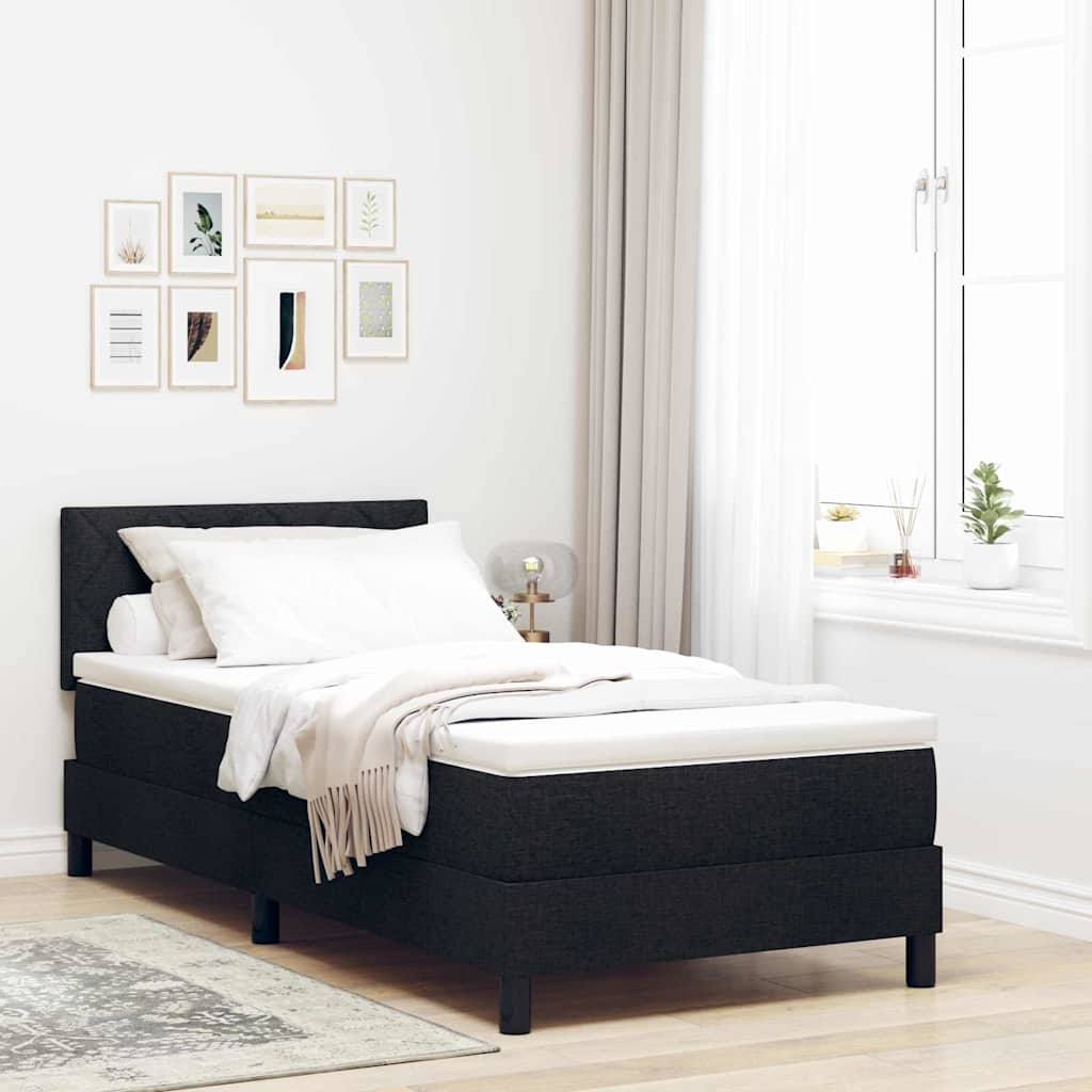 Boxspringbett mit Kopfteil Schwarz 90 x 190 cm Stoff