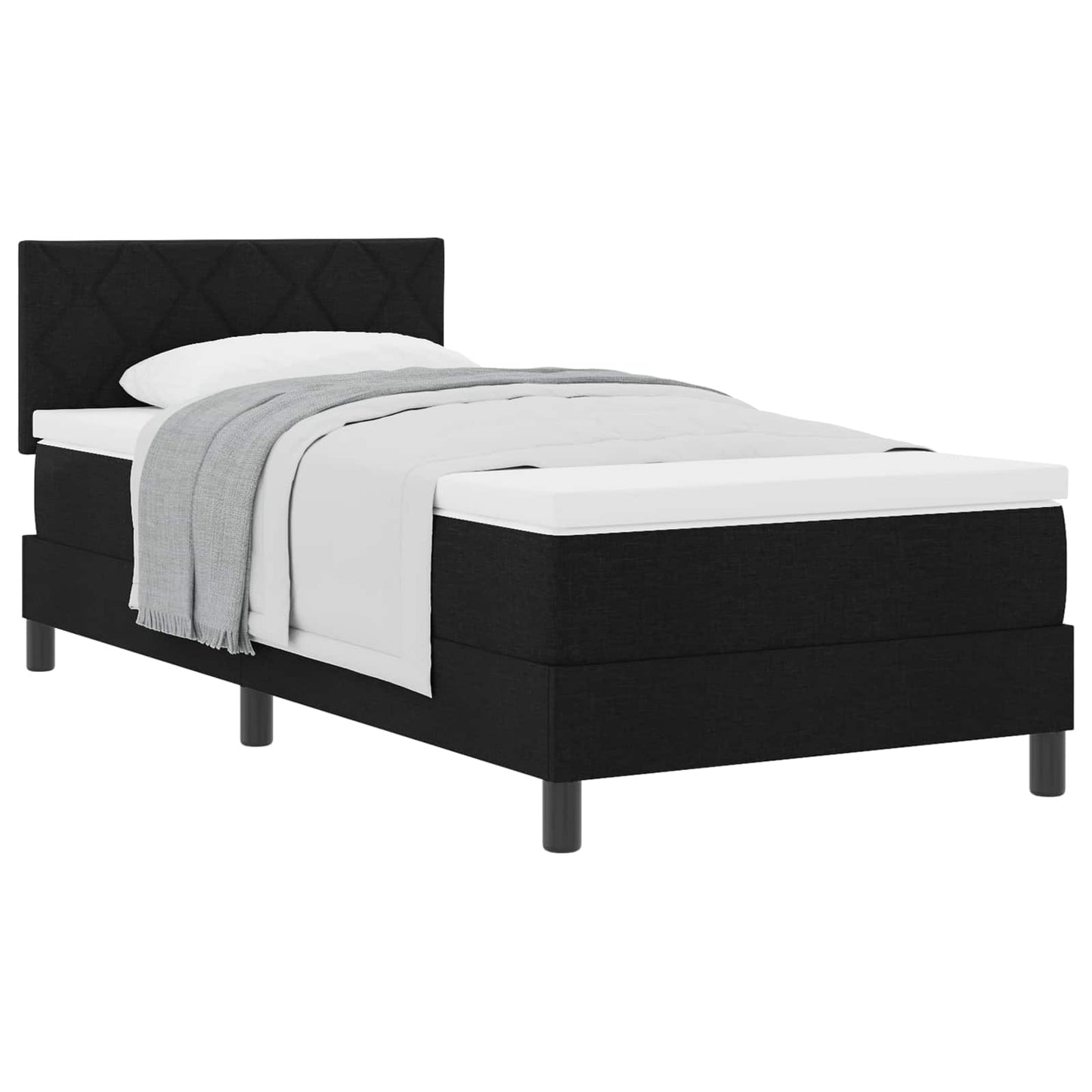 Boxspringbett mit Kopfteil Schwarz 90 x 190 cm Stoff
