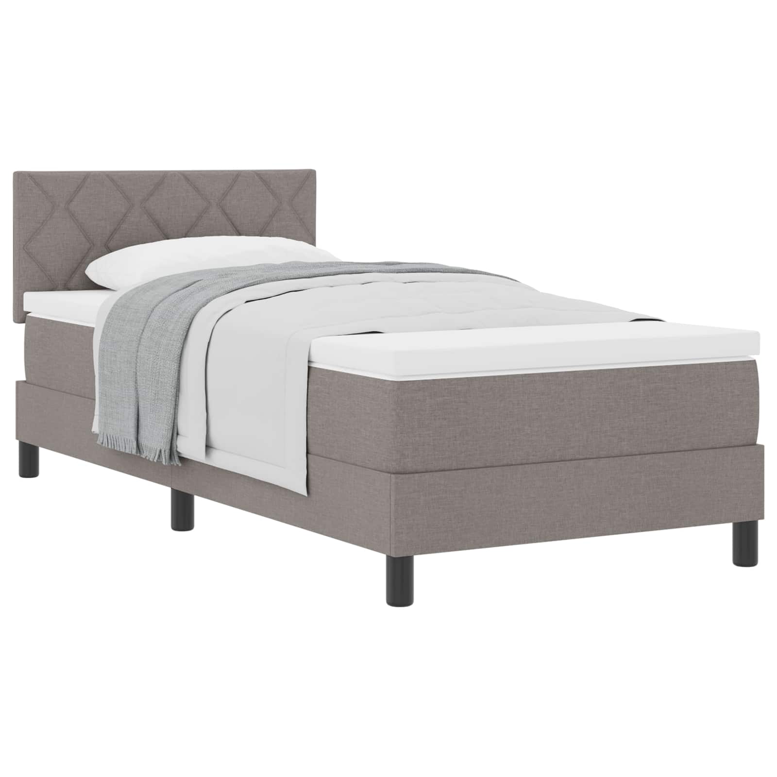 Boxspringbett mit Kissen mit Kopfteil Taupe 90 x 190 cm Stoff