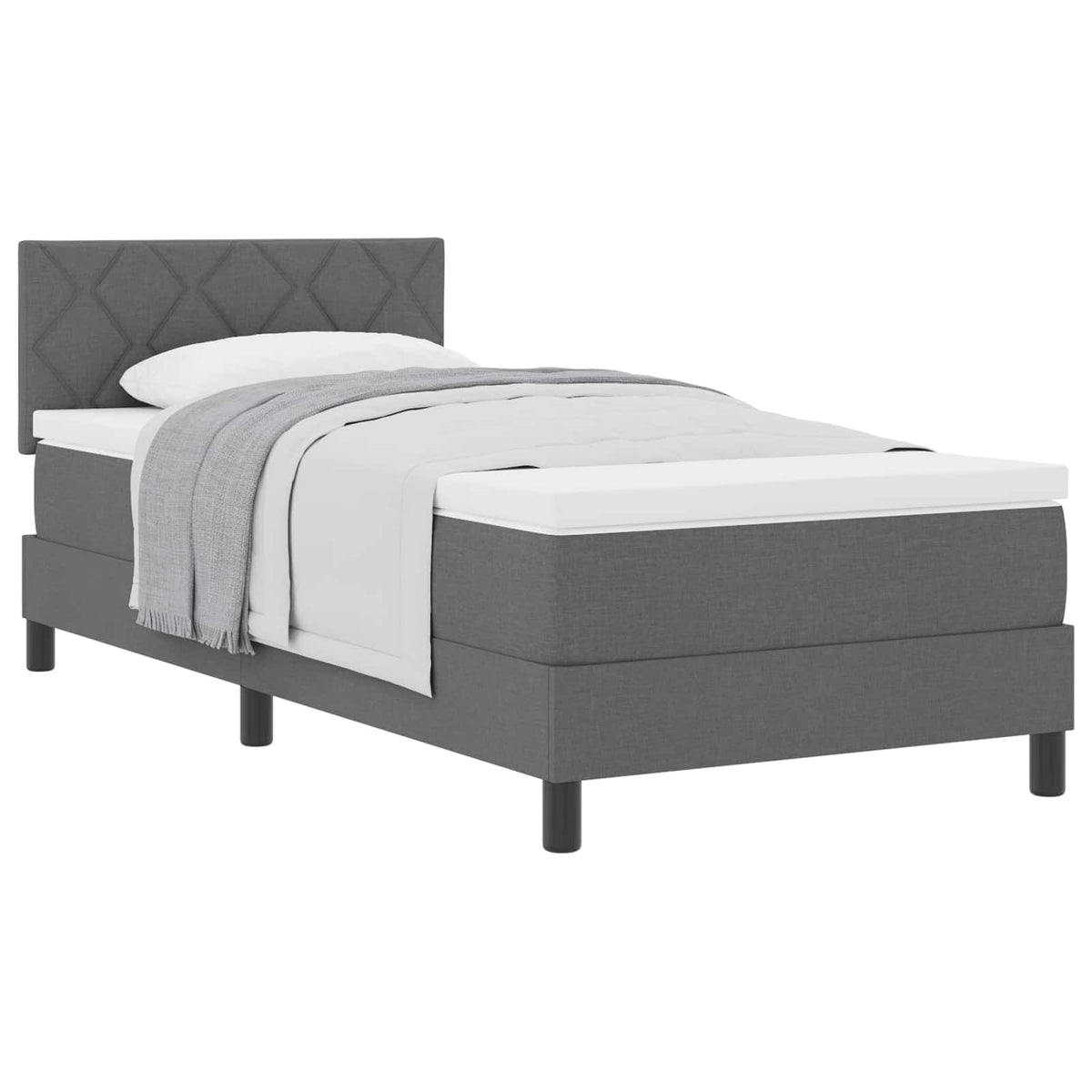 Boxspringbett mit Kopfteil Dunkelgrau 90 x 200 cm Stoff