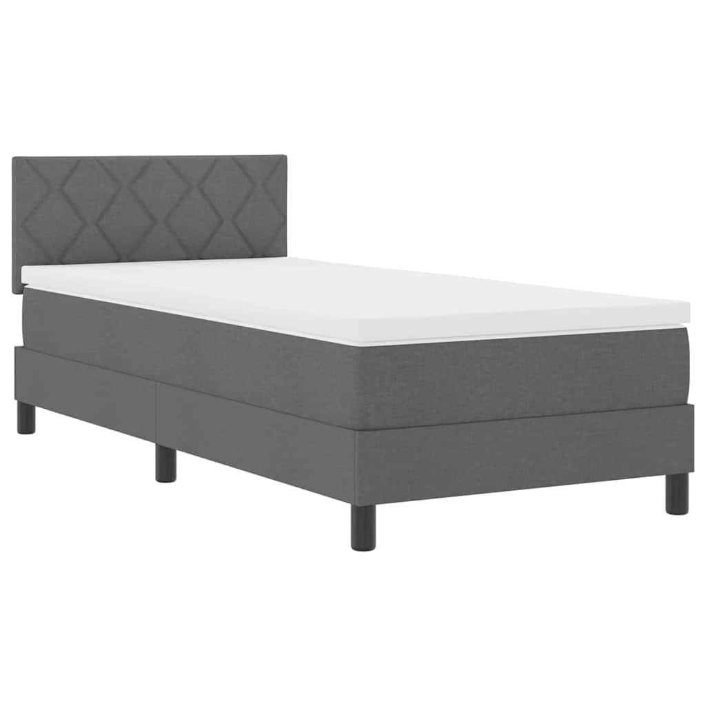 Boxspringbett mit Kopfteil Dunkelgrau 90 x 200 cm Stoff