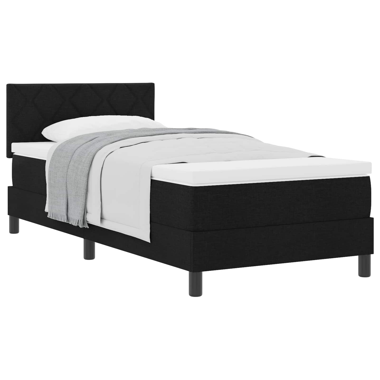 Boxspringbett mit Kopfteil Schwarz 90 x 200 cm Stoff