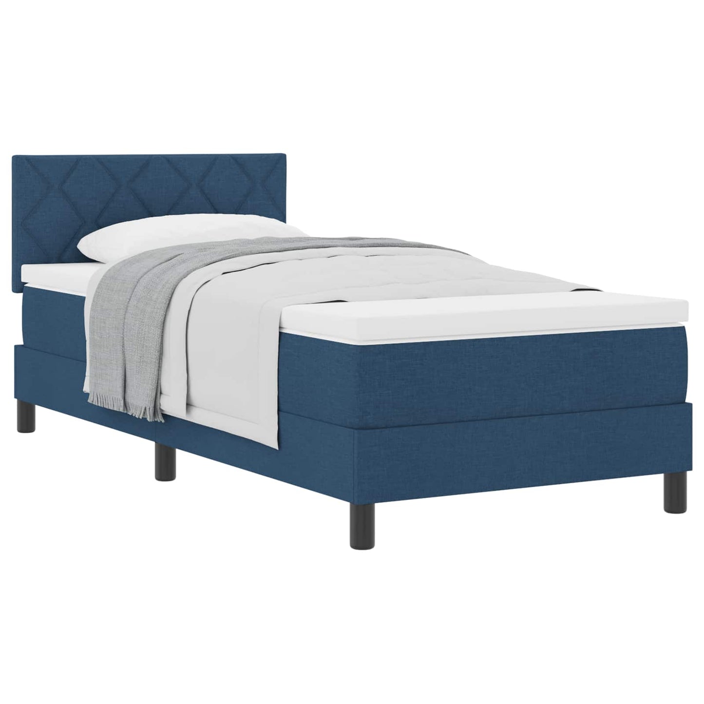 Boxspringbett mit Kopfteil Blau 90 x 200 cm Stoff