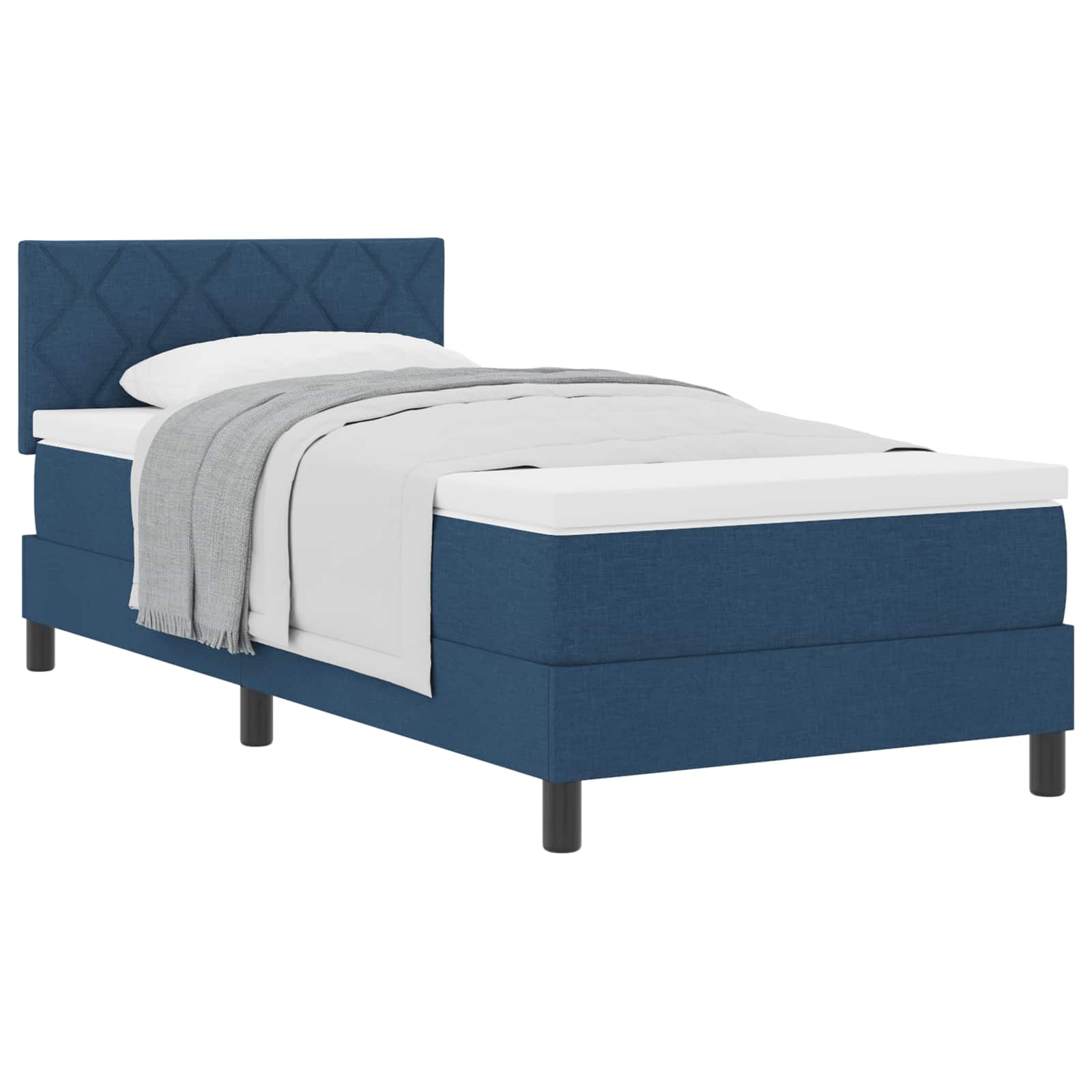 Boxspringbett mit Kopfteil Blau 90 x 200 cm Stoff