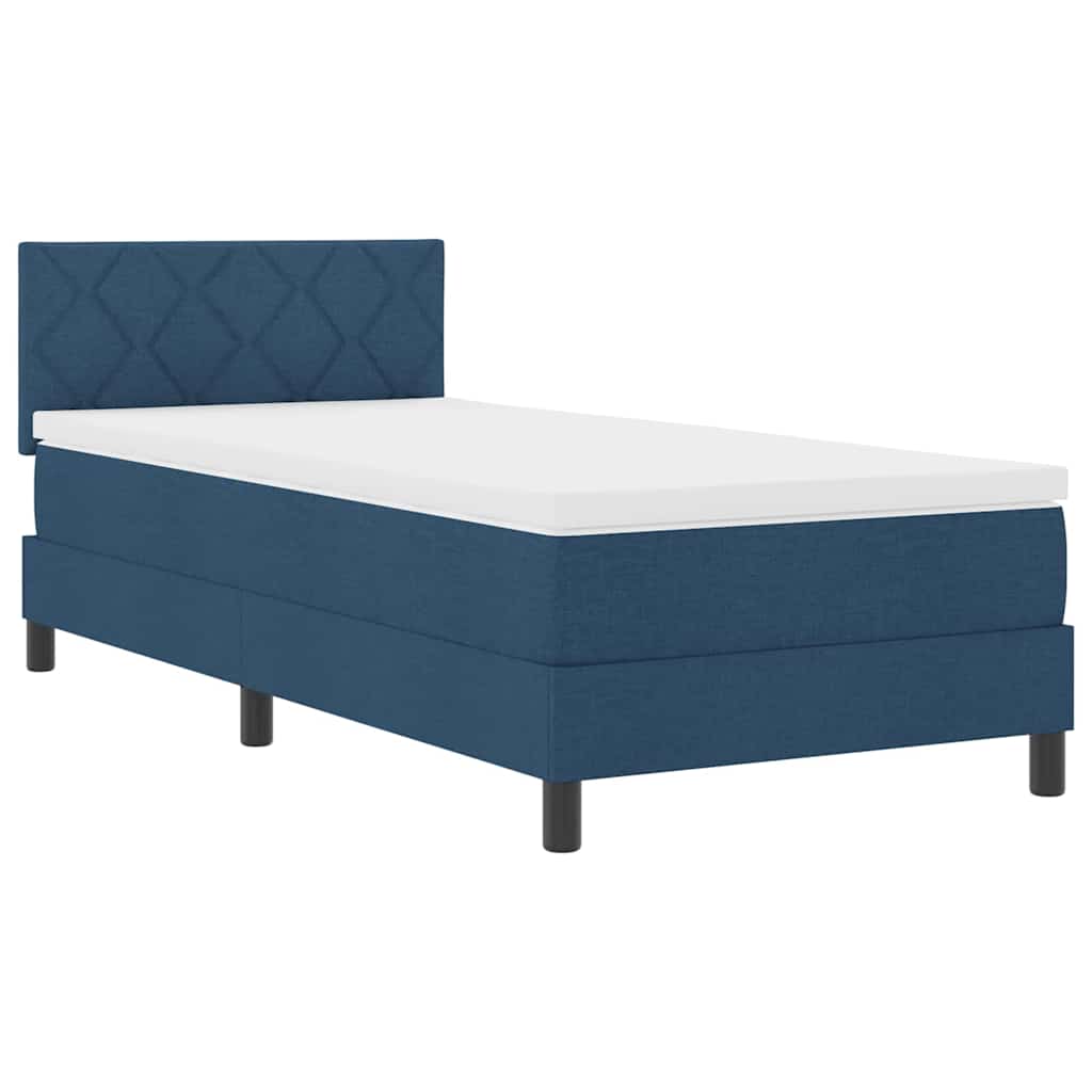 Boxspringbett mit Kopfteil Blau 90 x 200 cm Stoff