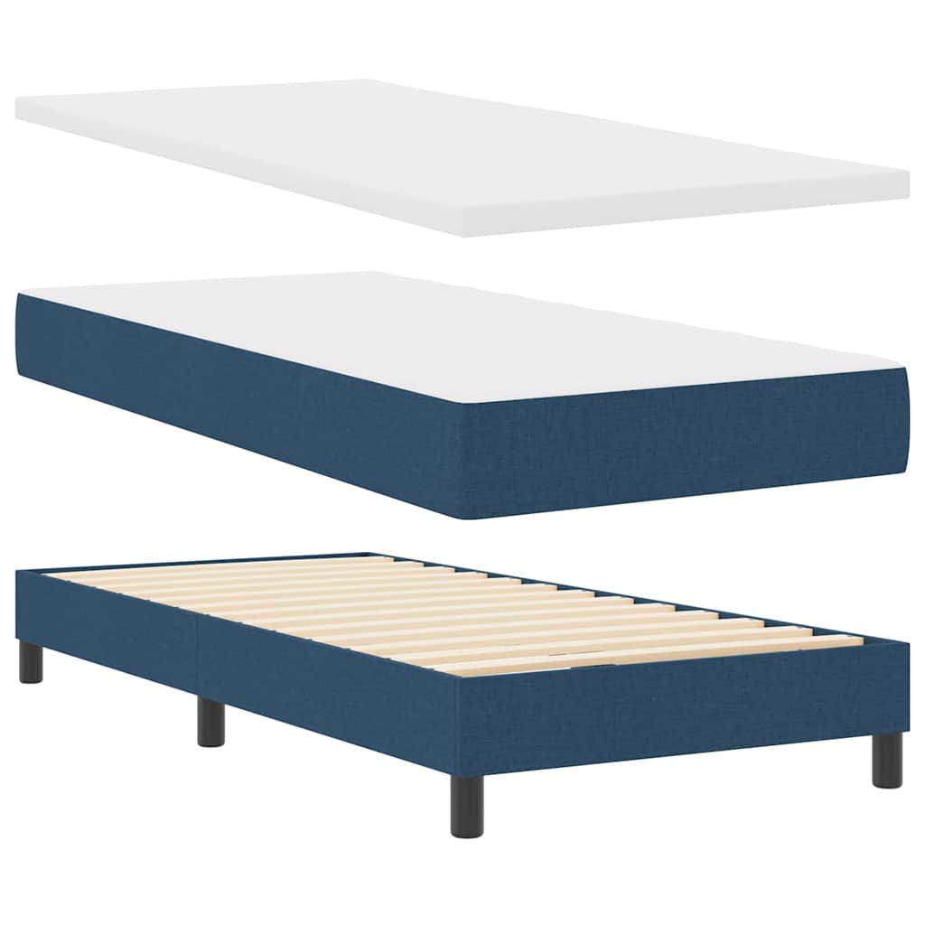 Boxspringbett mit Kopfteil Blau 90 x 200 cm Stoff