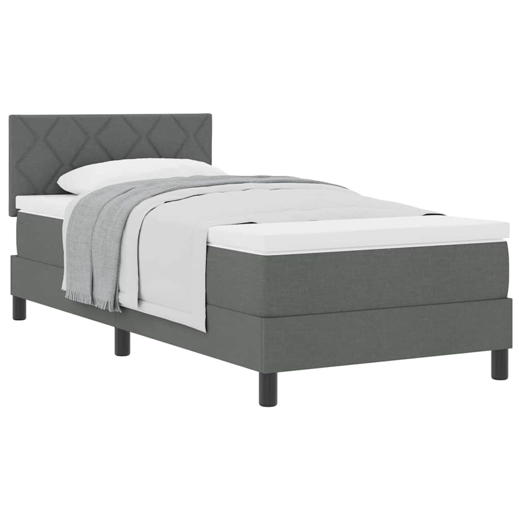 Boxspringbett mit Matratze Dunkelgrau 100 x 200 cm Stoff