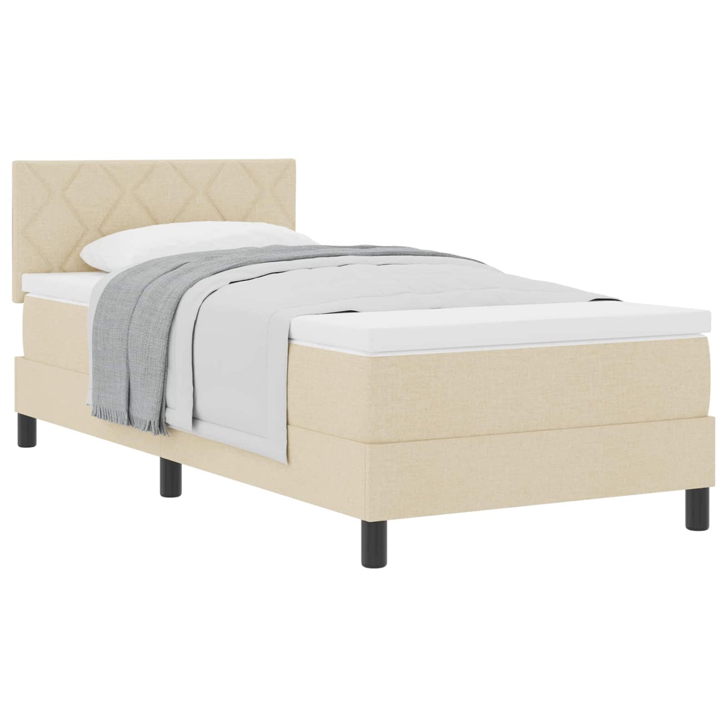 Boxspringbett mit Kopfteil Creme 100 x 200 cm Stoff