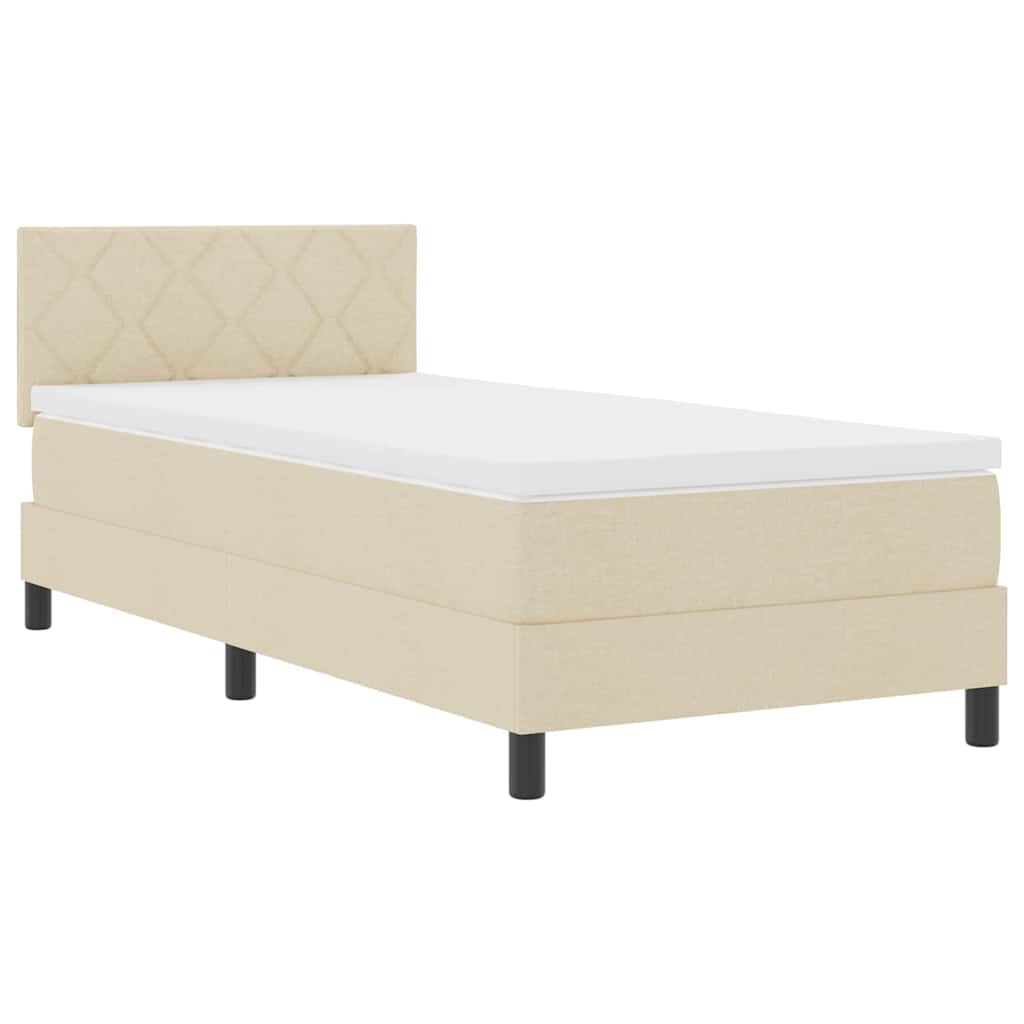 Boxspringbett mit Kopfteil Creme 100 x 200 cm Stoff