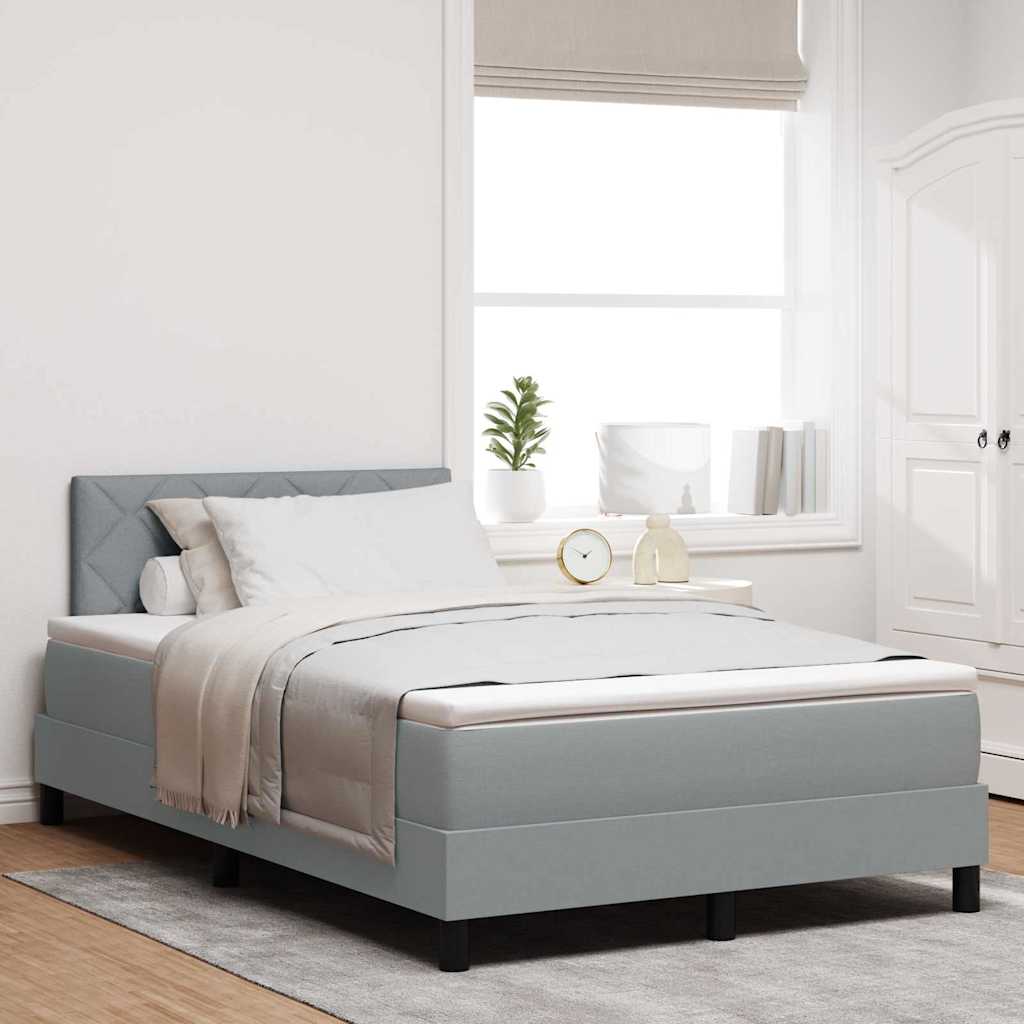Boxspringbett mit Kopfteil Hellgrau 120 x 190 cm Stoff