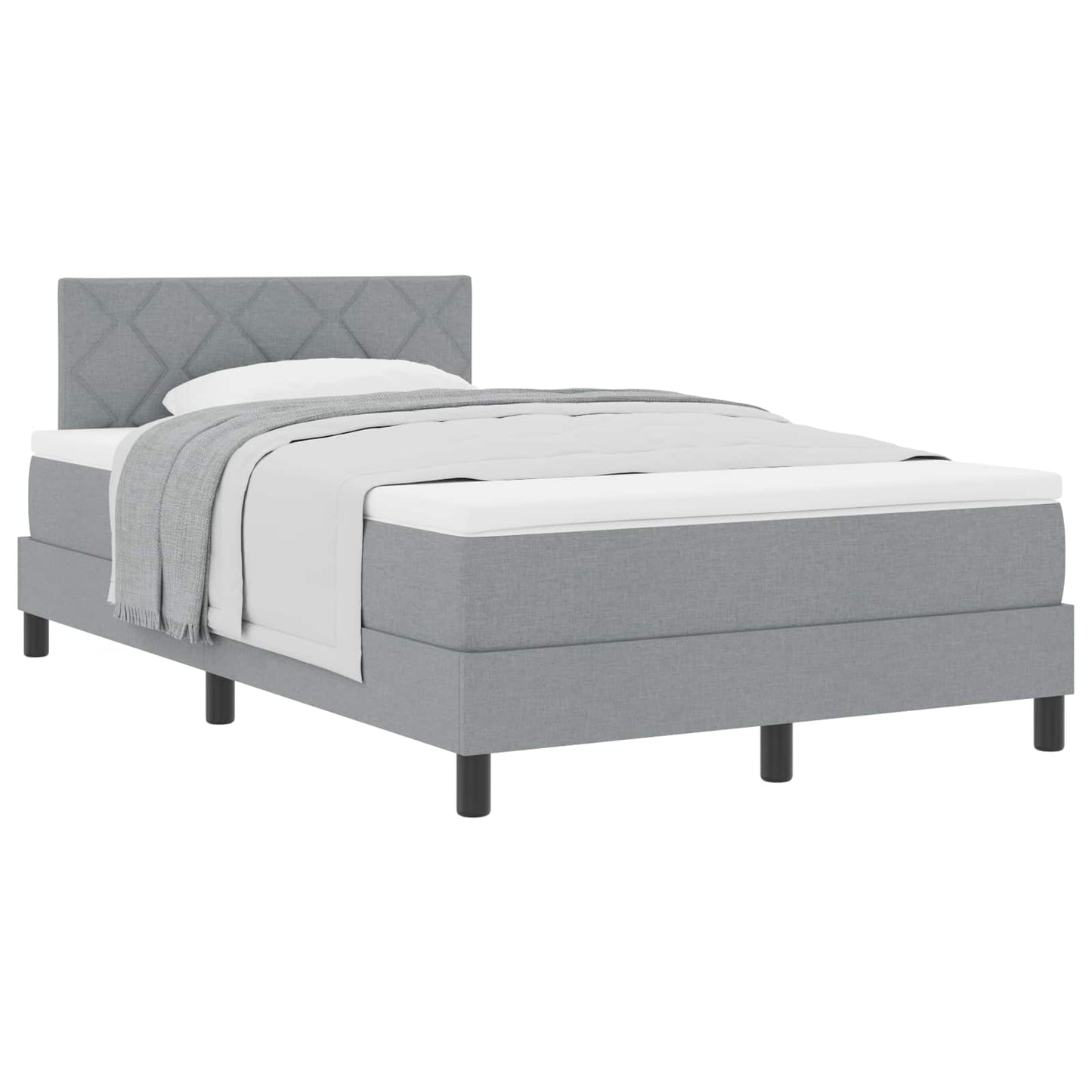 Boxspringbett mit Kopfteil Hellgrau 120 x 190 cm Stoff