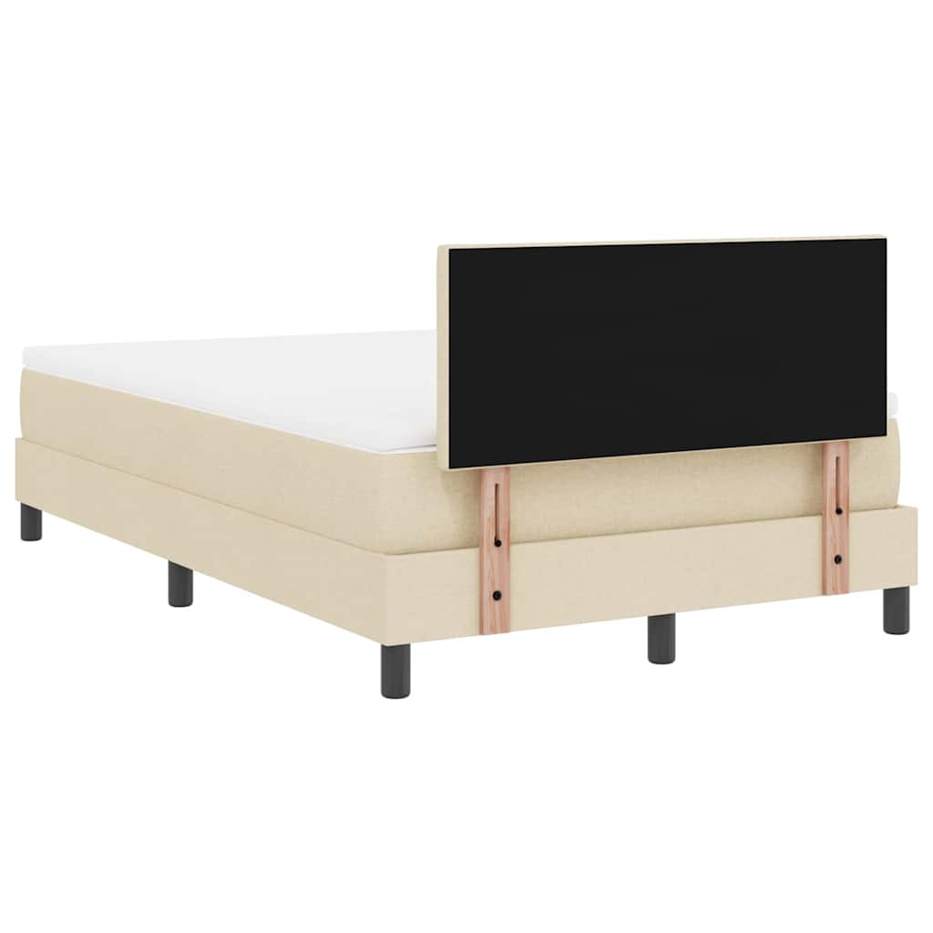 Boxspringbett mit Kissen mit Kopfteil Creme 120 x 190 cm Stoff