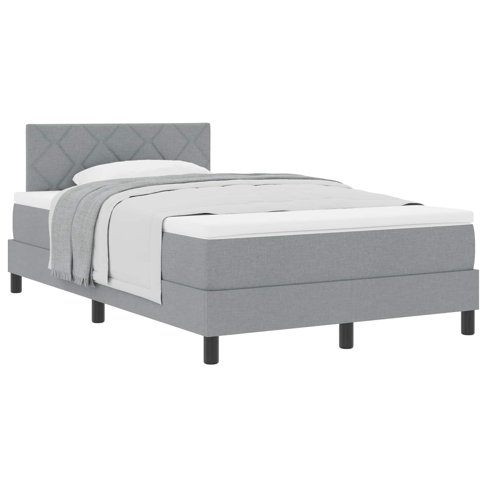 Boxspringbett mit Kopfteil Hellgrau 120 x 200 cm Stoff