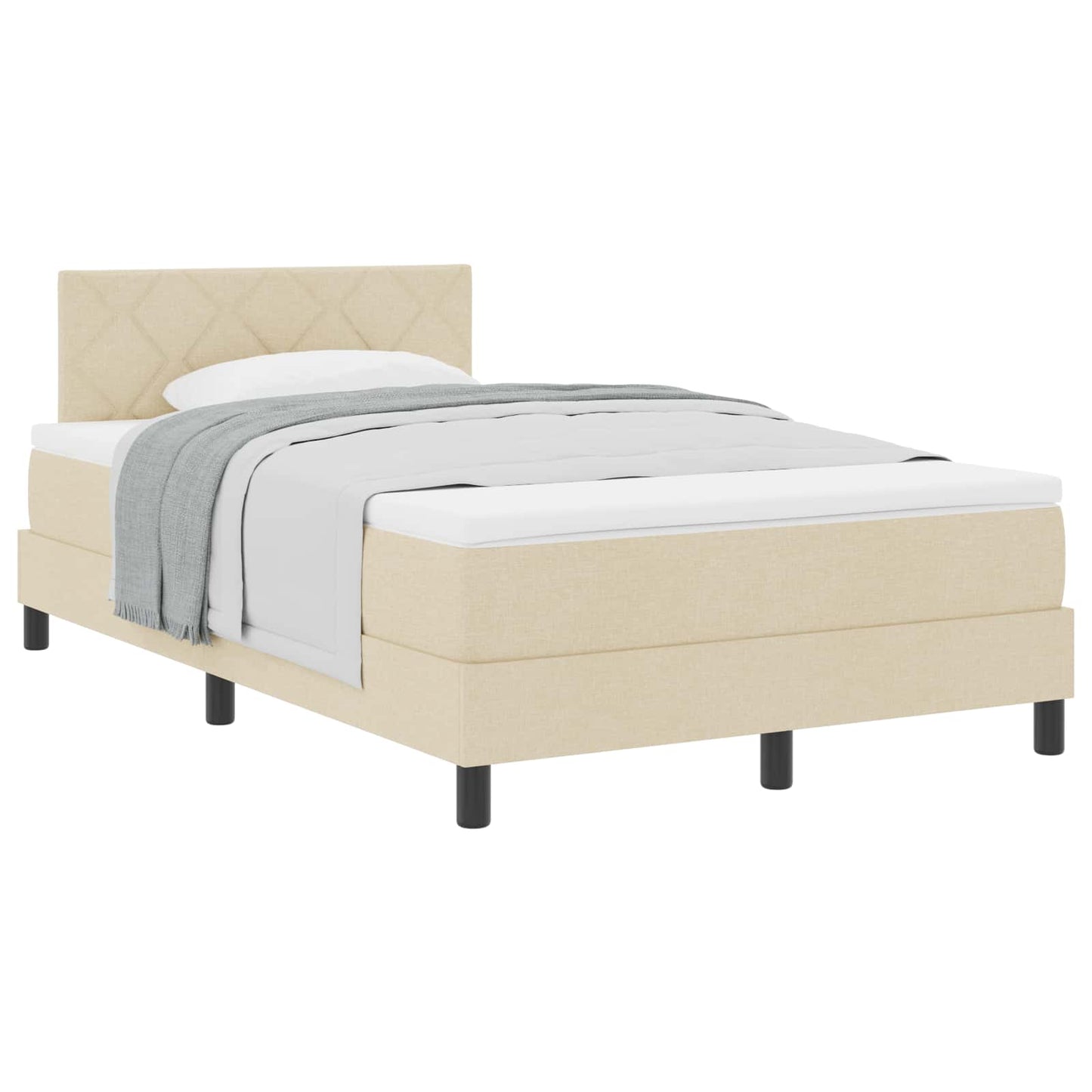Boxspringbett mit Kopfteil Creme 120 x 200 cm Stoff