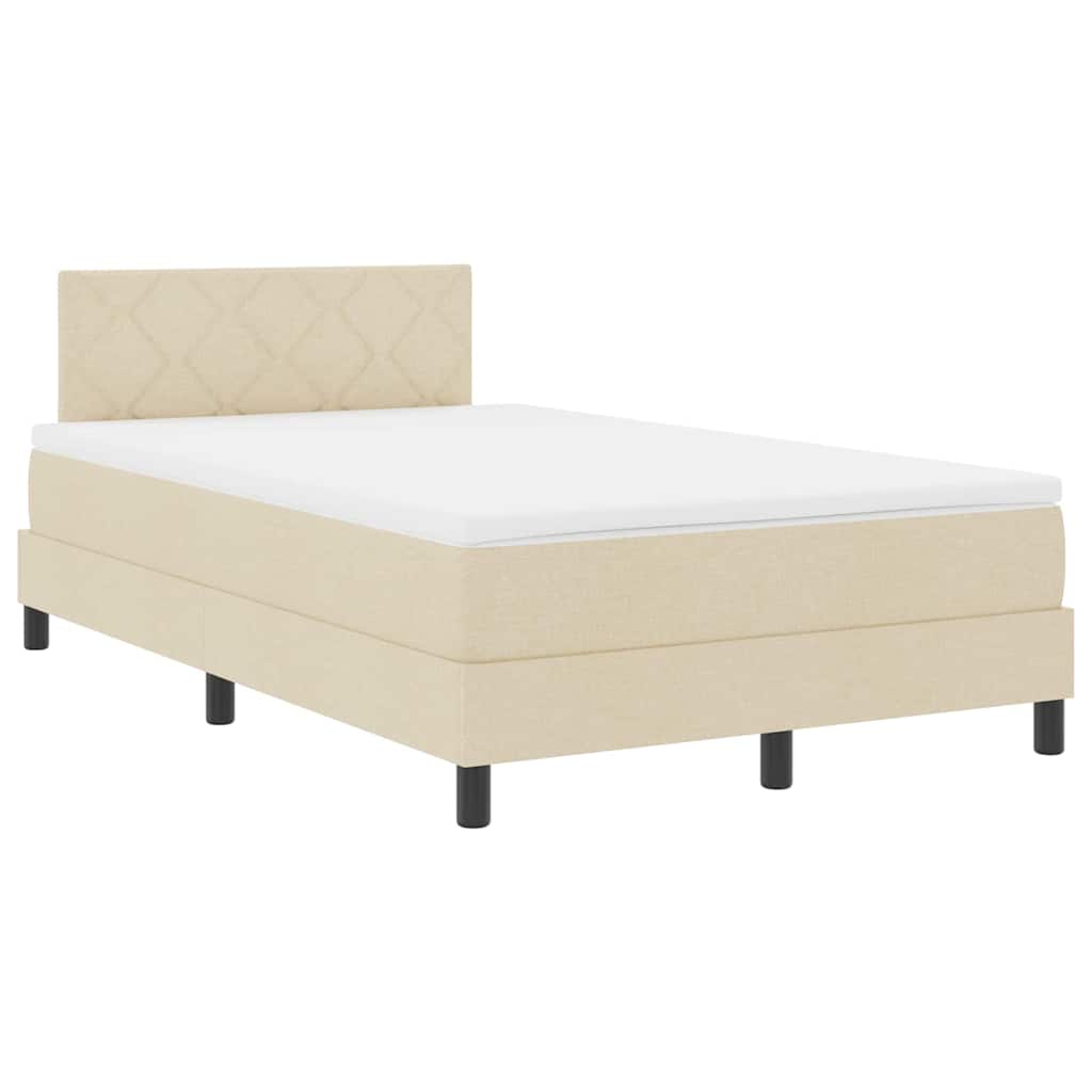 Boxspringbett mit Kopfteil Creme 120 x 200 cm Stoff