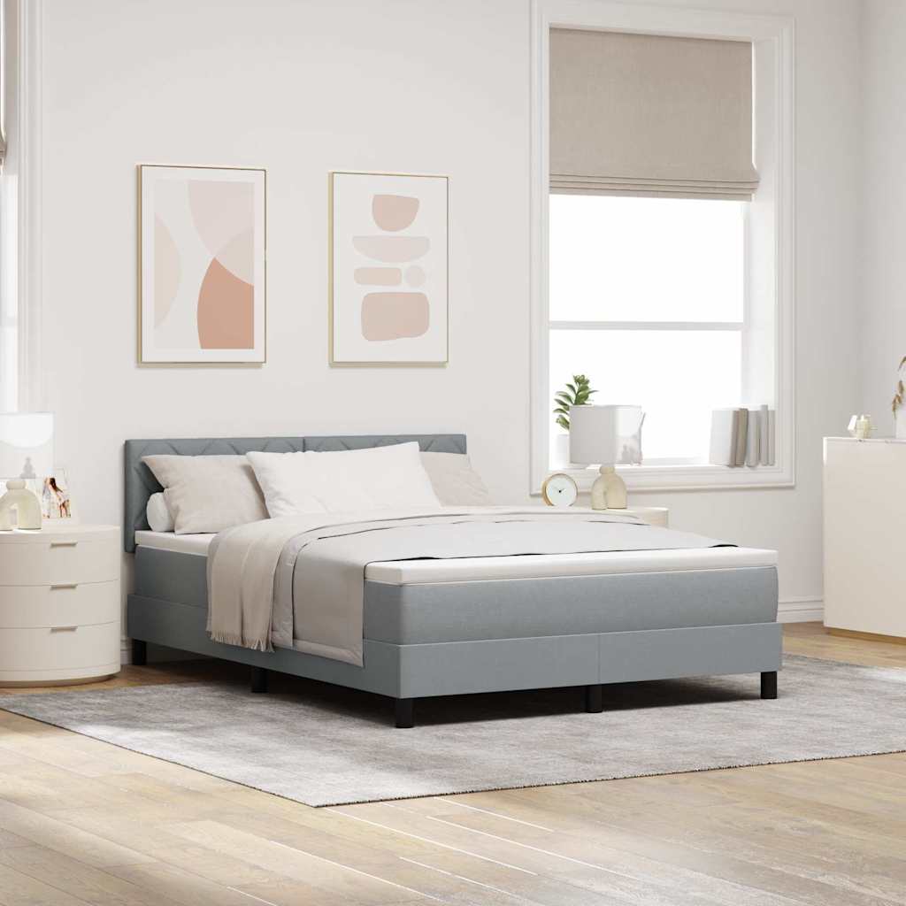 Boxspringbett mit Kopfteil Hellgrau 140 x 190 cm Stoff