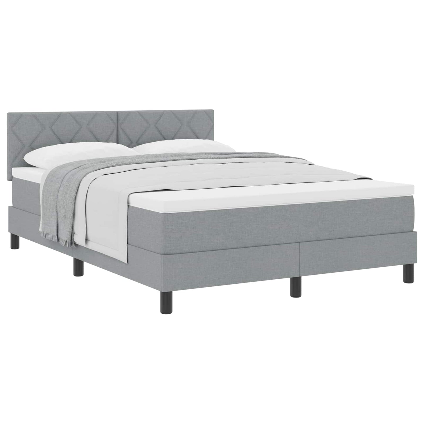 Boxspringbett mit Kopfteil Hellgrau 140 x 190 cm Stoff