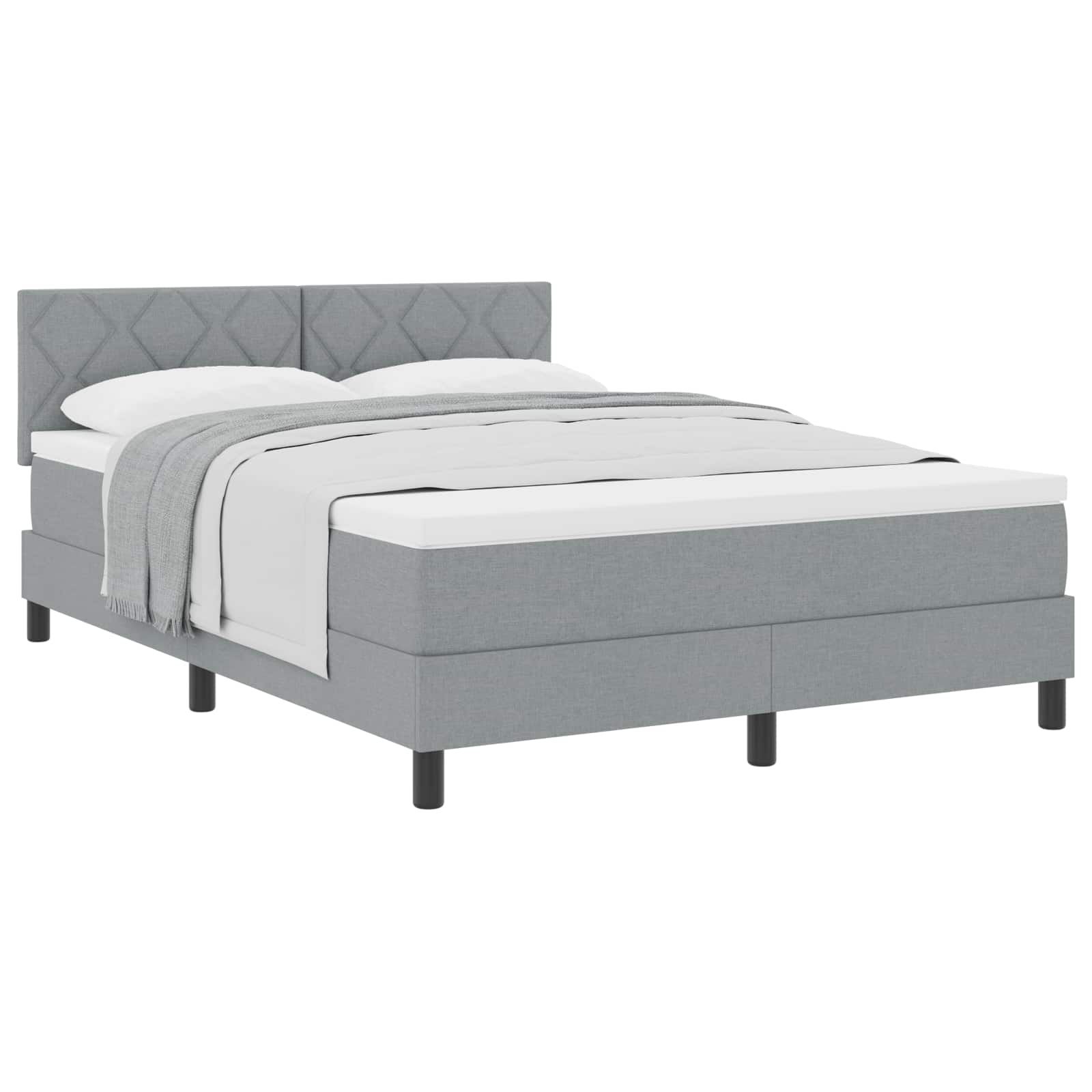 Boxspringbett mit Kopfteil Hellgrau 140 x 190 cm Stoff