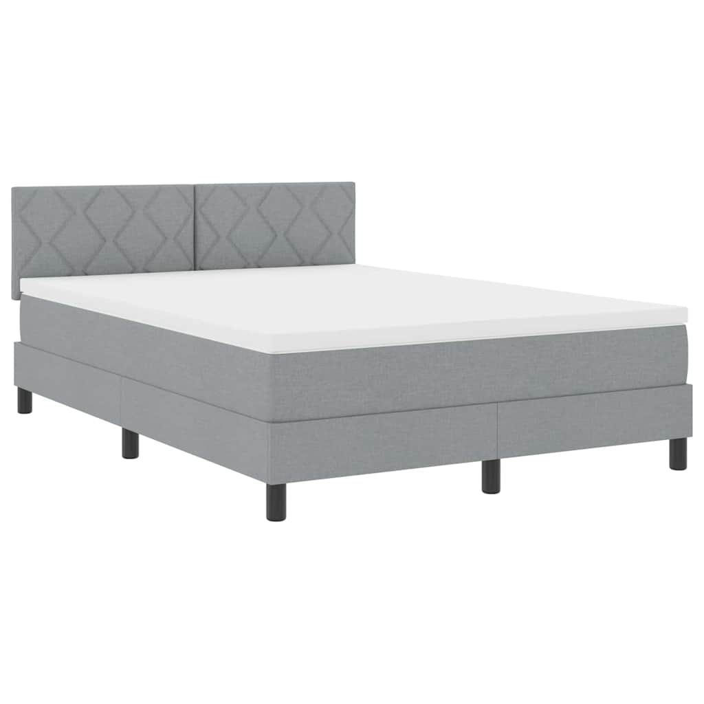 Boxspringbett mit Kopfteil Hellgrau 140 x 200 cm Stoff