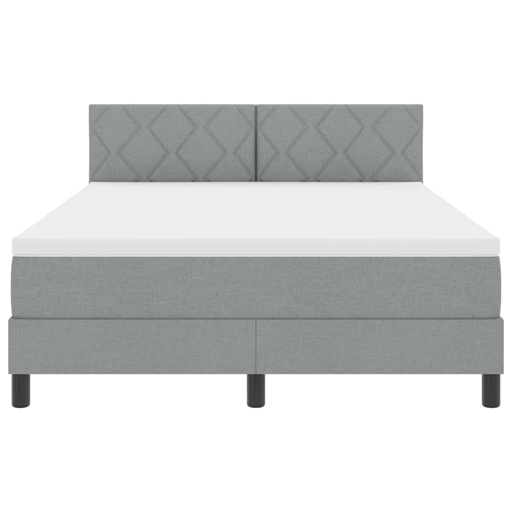 Boxspringbett mit Kopfteil Hellgrau 140 x 200 cm Stoff