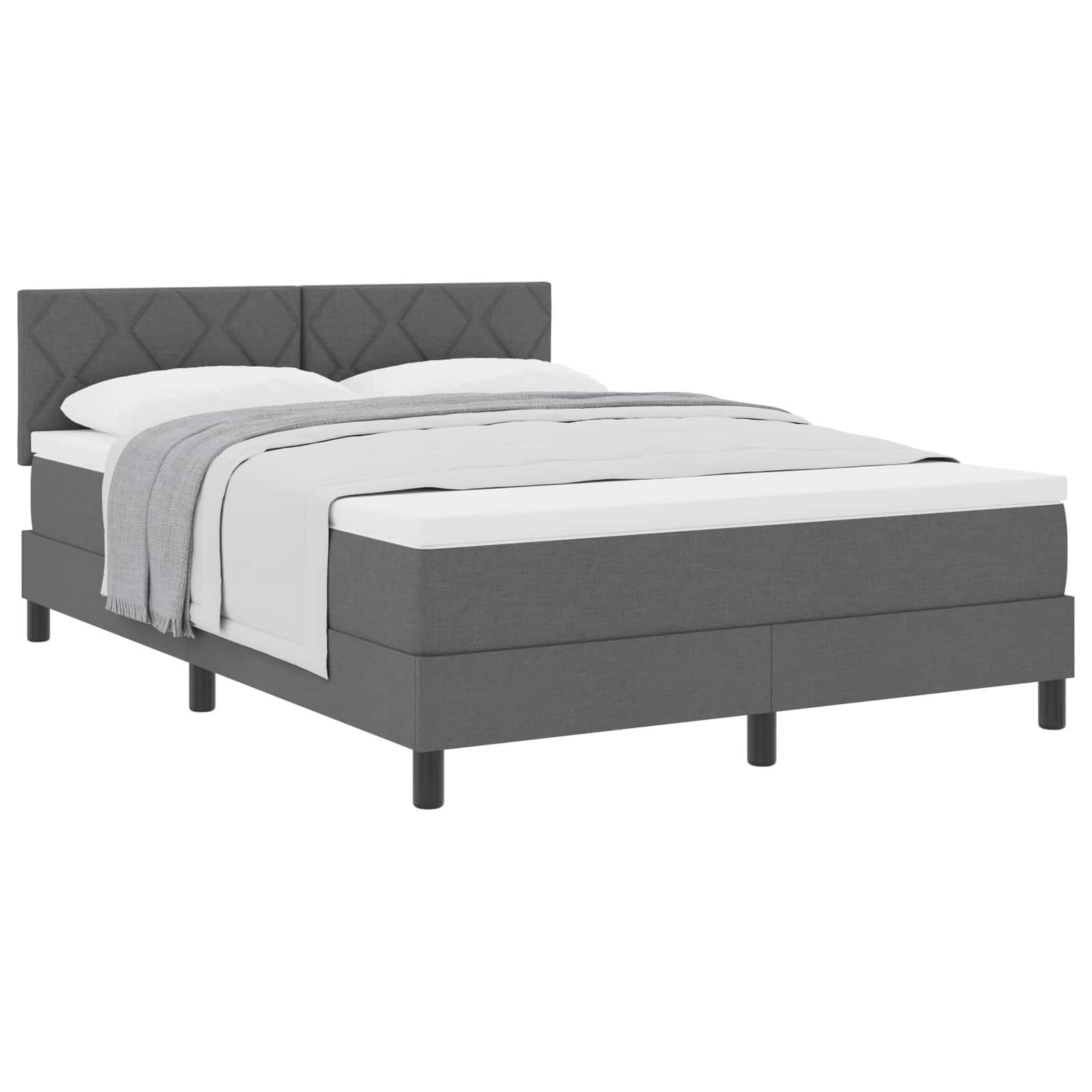 Boxspringbett mit Kopfteil Dunkelgrau 140 x 200 cm Stoff