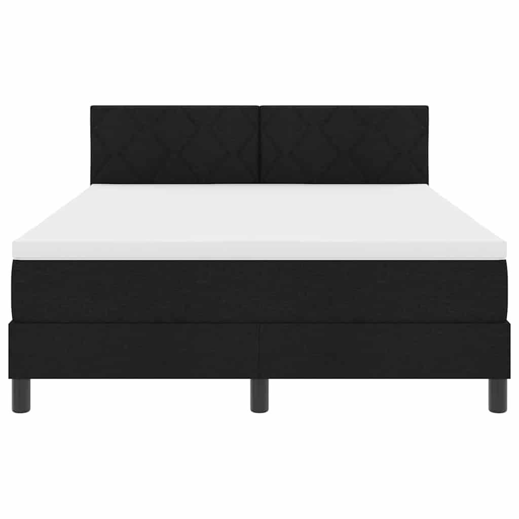 Boxspringbett mit Kopfteil Schwarz 140 x 200 cm Stoff