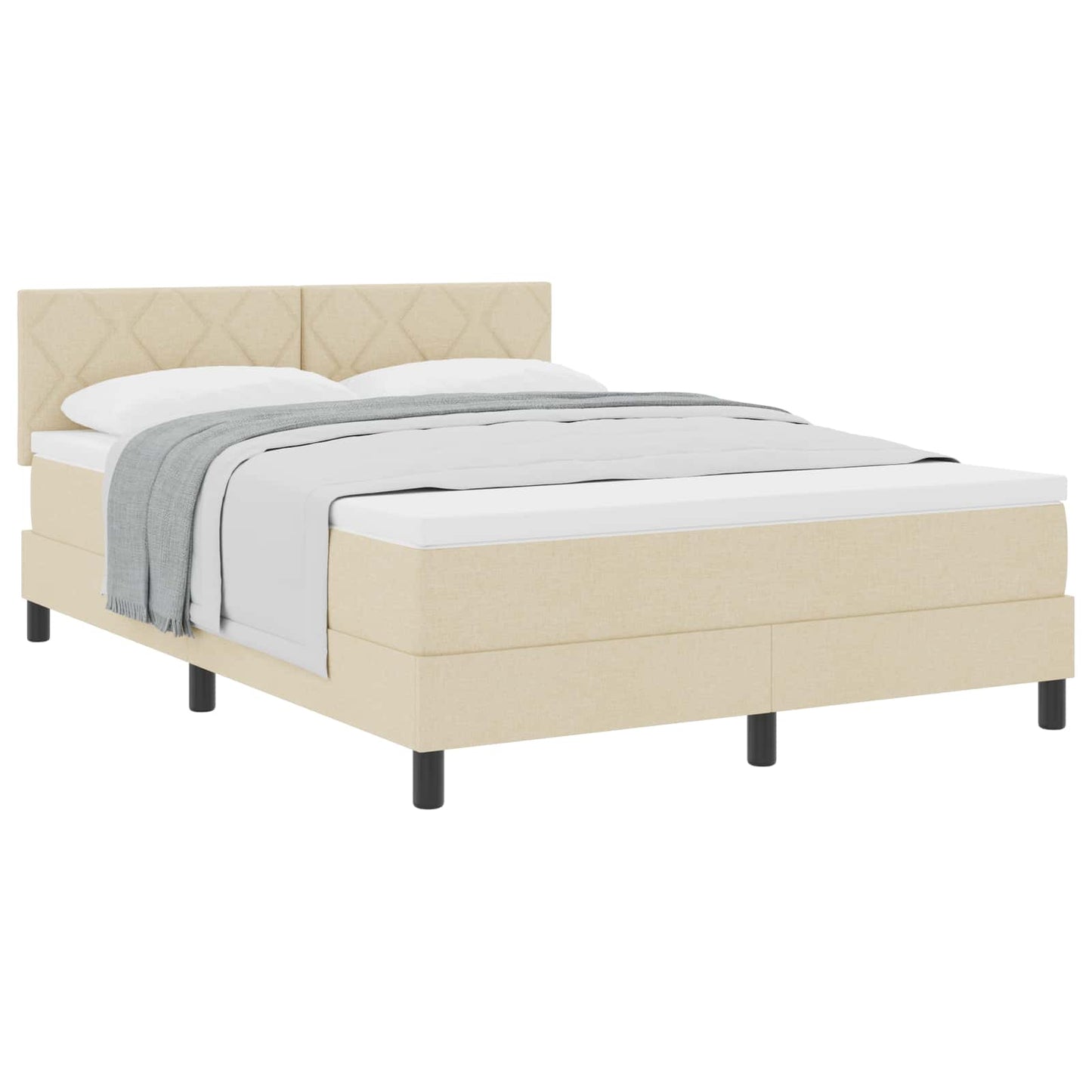 Boxspringbett mit Kissen mit Kopfteil Creme 160 x 200 cm Stoff
