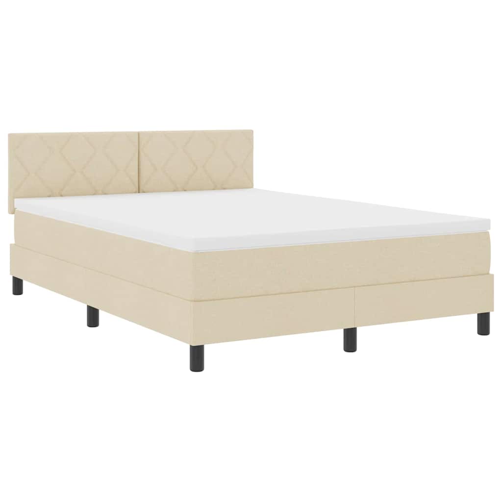 Boxspringbett mit Kissen mit Kopfteil Creme 160 x 200 cm Stoff