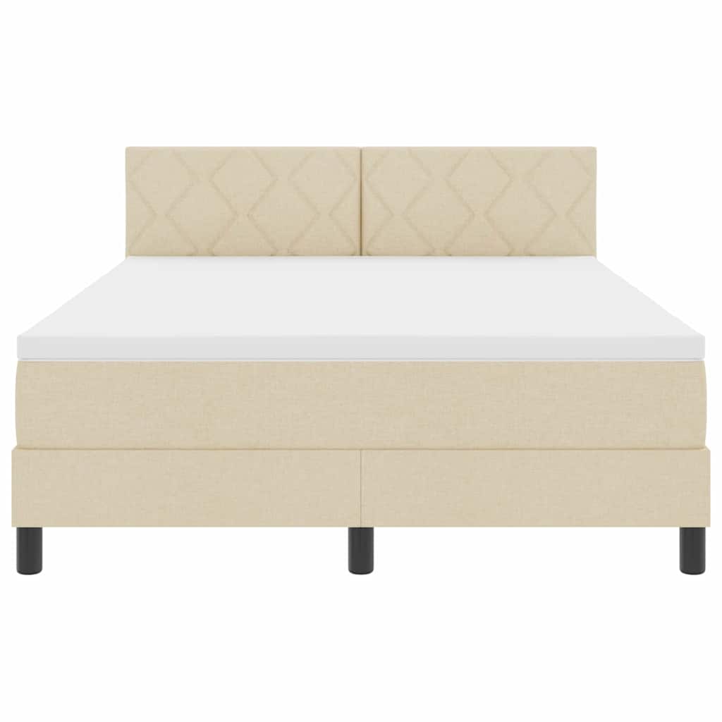 Boxspringbett mit Kissen mit Kopfteil Creme 160 x 200 cm Stoff