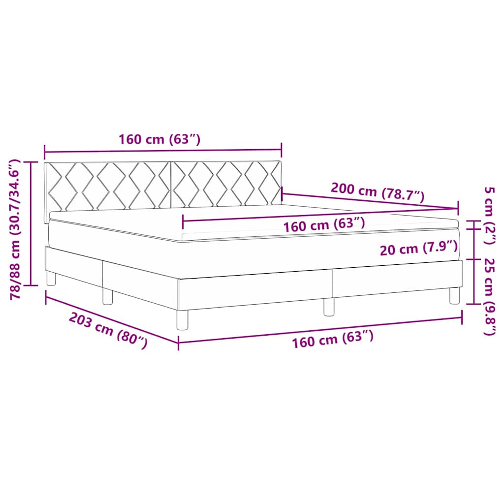 Boxspringbett mit Kopfteil Blau 160 x 200 cm Stoff