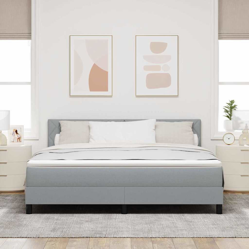 Boxspringbett mit Kopfteil Hellgrau 180 x 200 cm Stoff