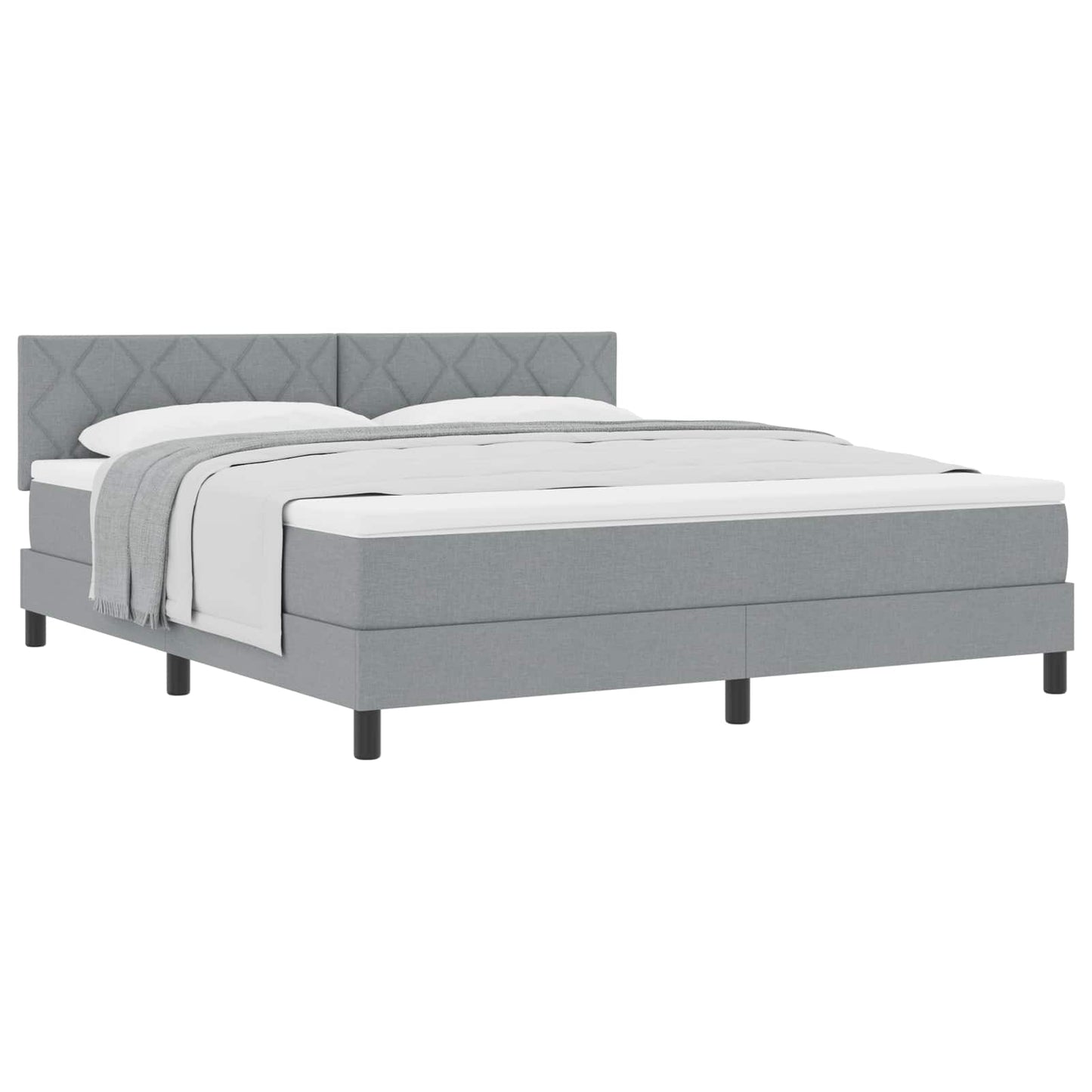 Boxspringbett mit Kopfteil Hellgrau 180 x 200 cm Stoff