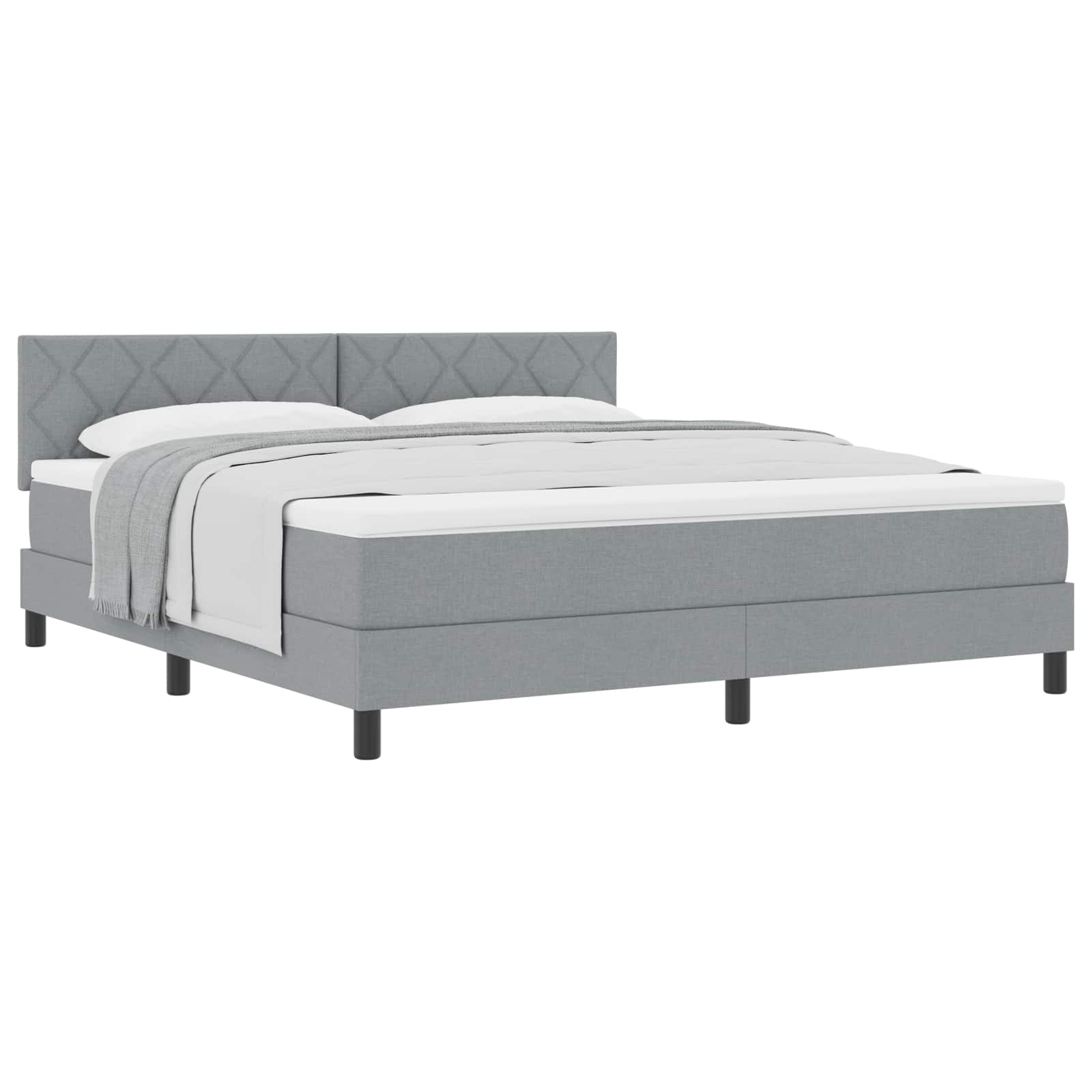 Boxspringbett mit Kopfteil Hellgrau 180 x 200 cm Stoff