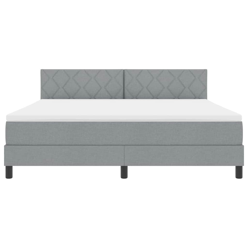 Boxspringbett mit Kopfteil Hellgrau 180 x 200 cm Stoff