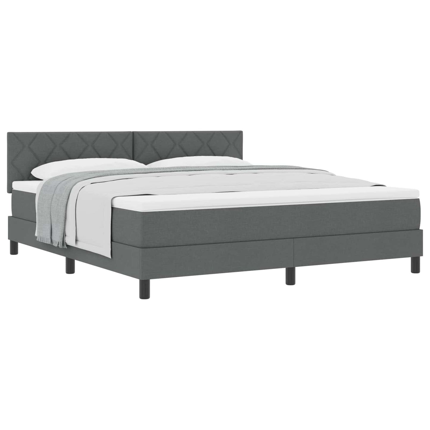 Boxspringbett mit Kopfteil Dunkelgrau 180 x 200 cm Stoff