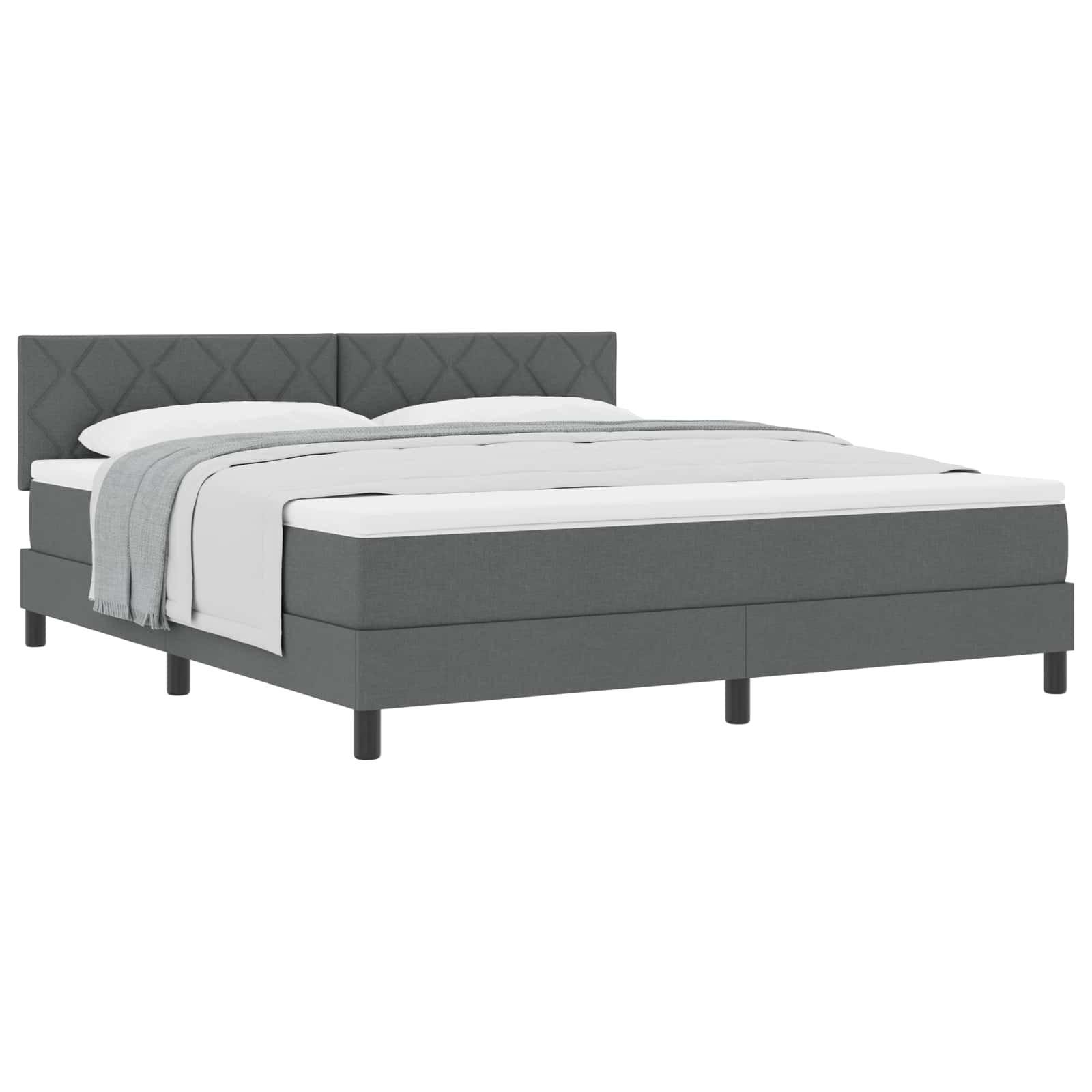Boxspringbett mit Kopfteil Dunkelgrau 180 x 200 cm Stoff