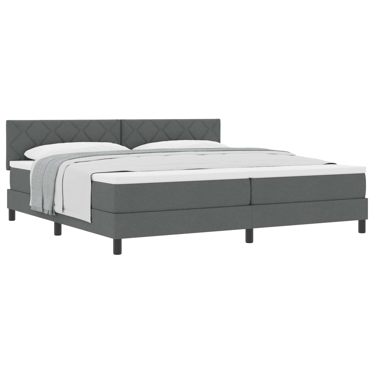 Boxspringbett mit Kissen Dunkelgrau 200 x 200 cm Stoff
