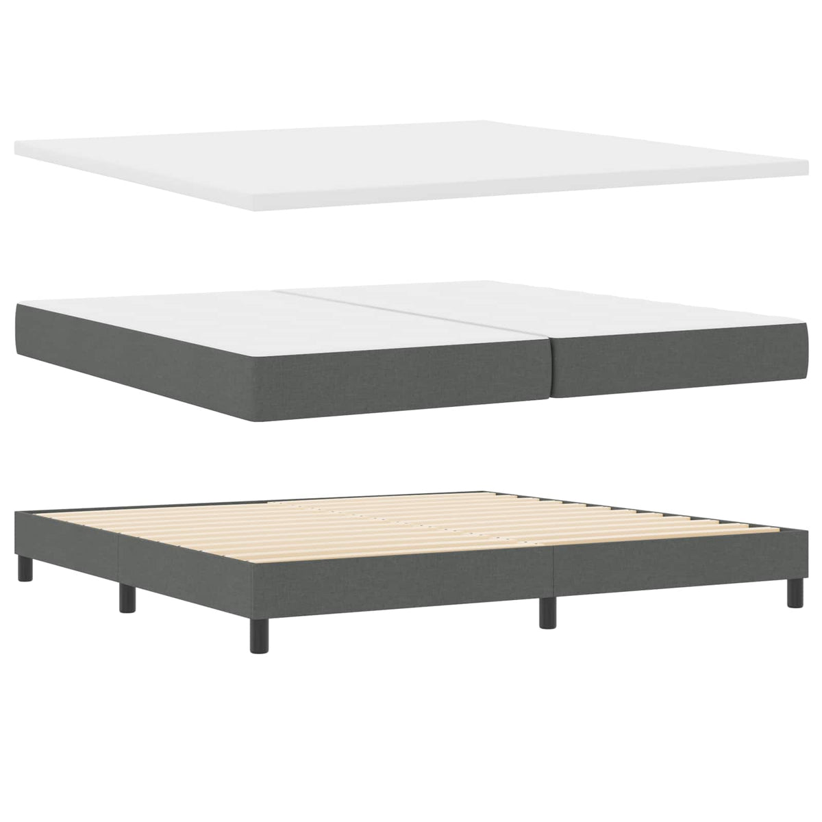Boxspringbett mit Kissen Dunkelgrau 200 x 200 cm Stoff