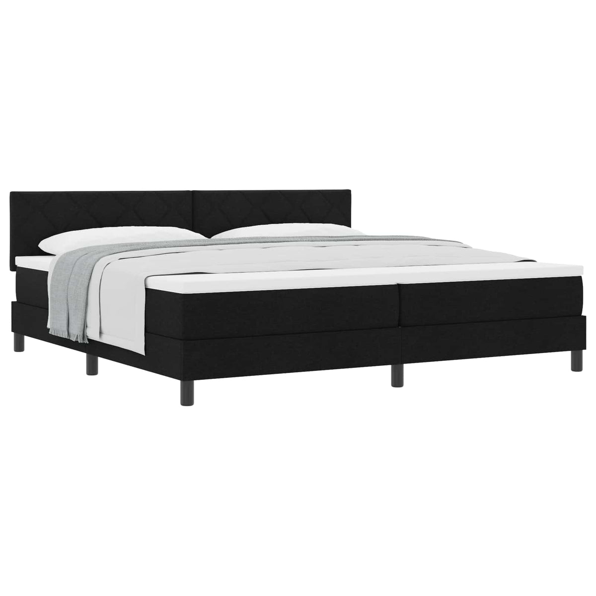Boxspringbett mit Kopfteil Schwarz 200 x 200 cm Stoff
