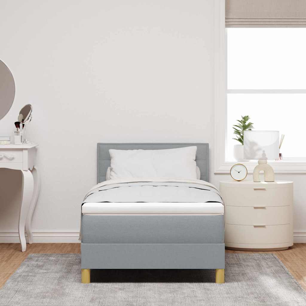 Boxspringbett mit Kissen Hellgrau 90 x 190 cm Stoff