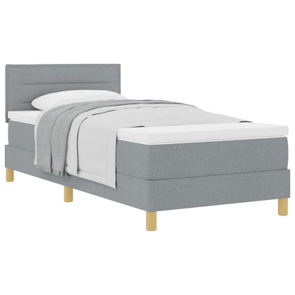 Boxspringbett mit Kissen Hellgrau 90 x 190 cm Stoff