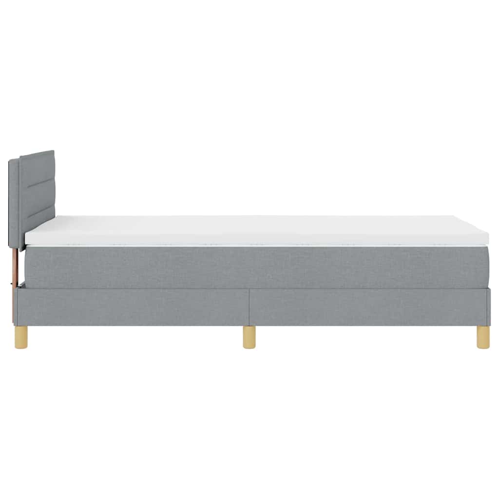 Boxspringbett mit Kissen Hellgrau 90 x 190 cm Stoff