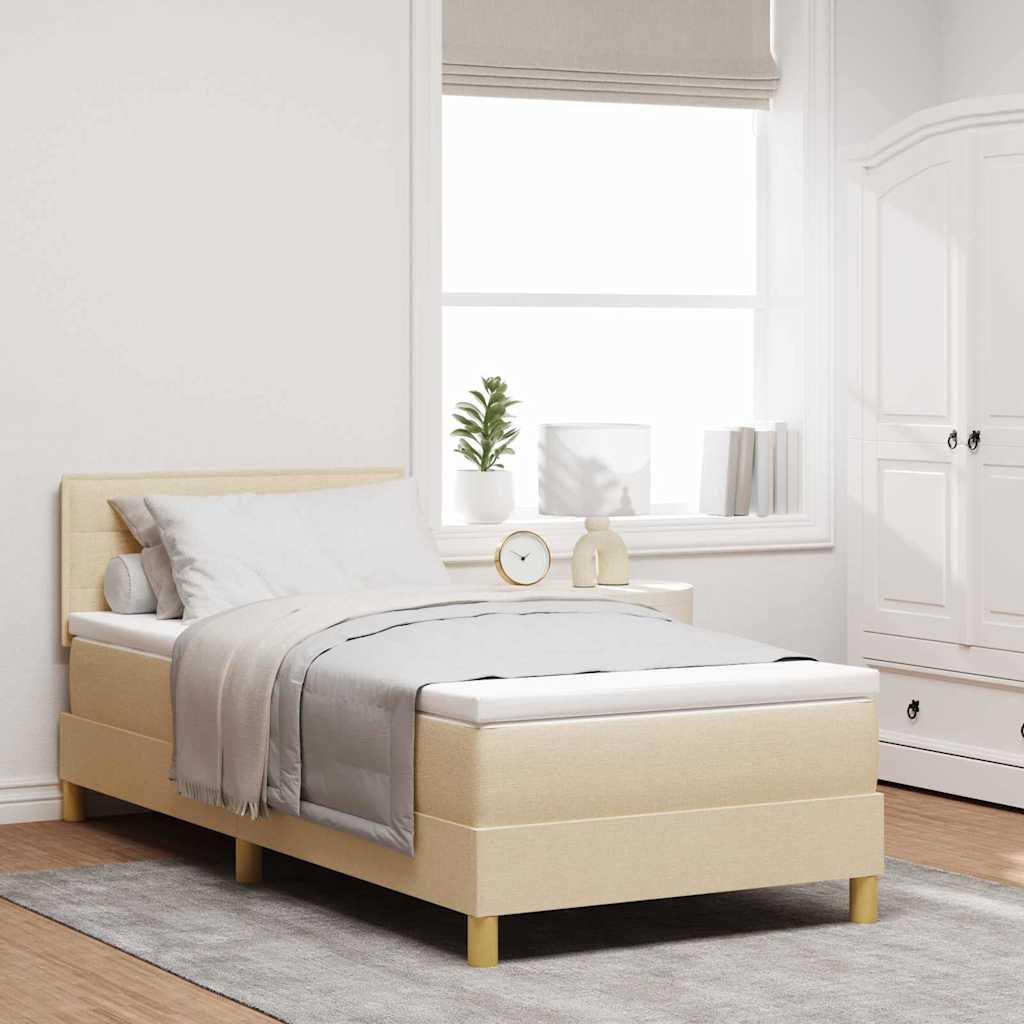 Boxspringbett mit Kissen mit Kopfteil Creme 90 x 190 cm Stoff