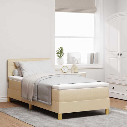 Boxspringbett mit Kissen mit Kopfteil Creme 90 x 190 cm Stoff