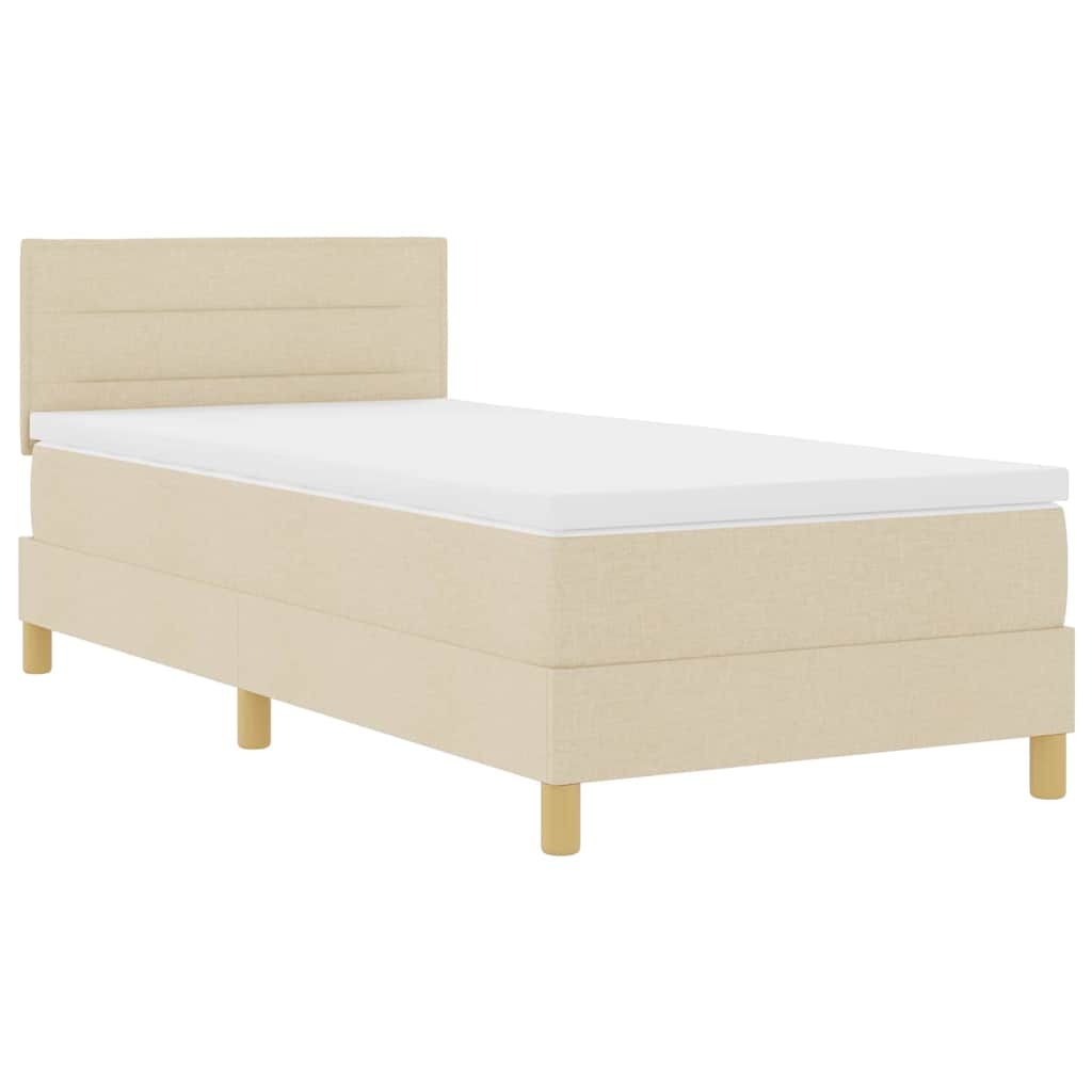 Boxspringbett mit Kissen mit Kopfteil Creme 90 x 190 cm Stoff