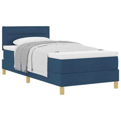 Boxspringbett mit Kissen mit Kopfteil Blau 90 x 200 cm Stoff